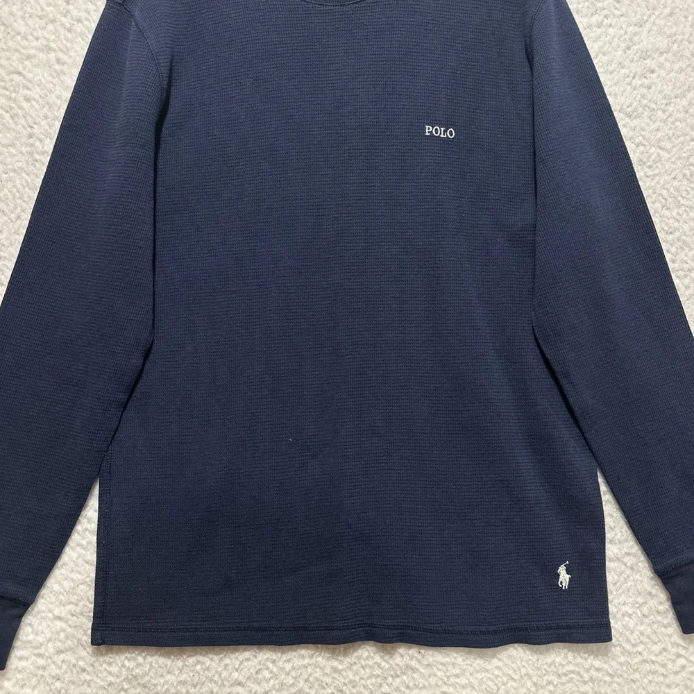 Polo Ralph Lauren Sleepwear Men's L Blue Waffle Knit LS‎ Crew Neck Lounge Tee